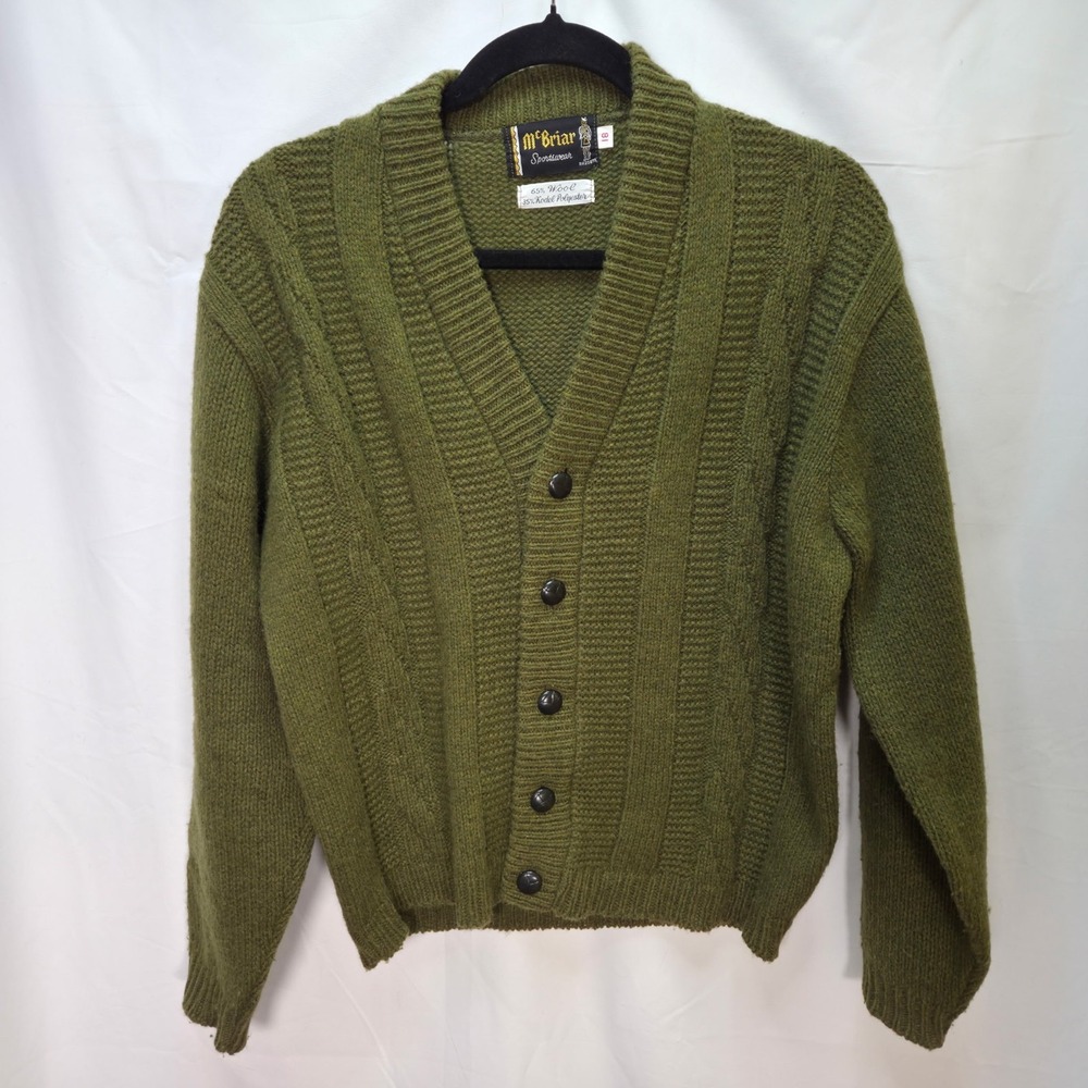 Vintage Mc Briar Sportswear Sweater Sz 18 Green Wool Blend V Neck  Cardigan